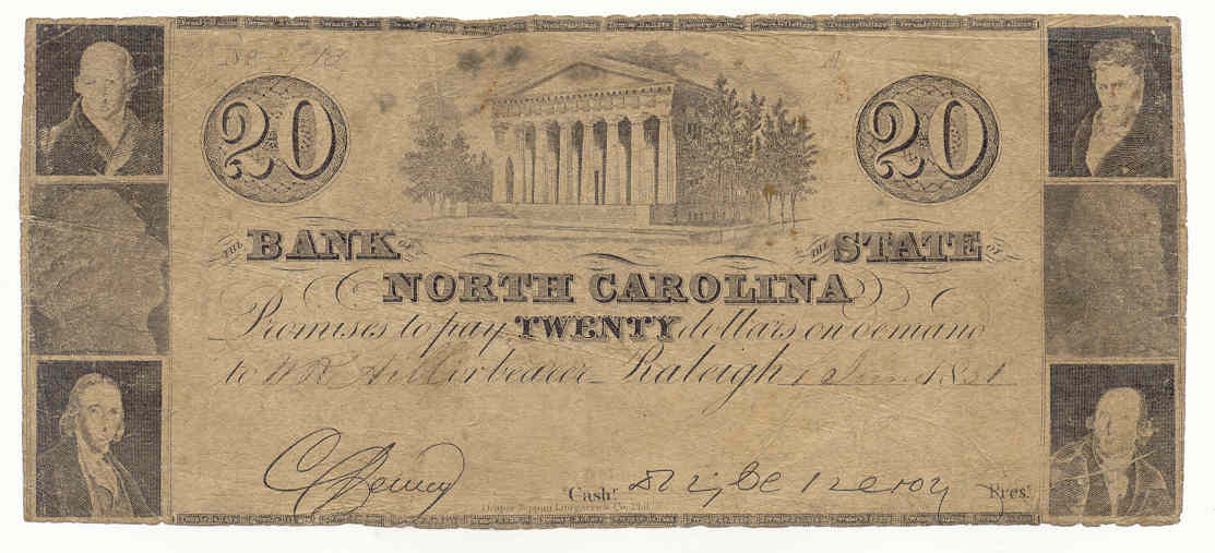 P1217 Bank of the State of North Carolina, Raleigh $20