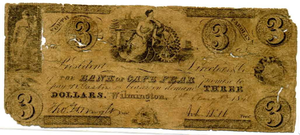 P20CN Bank of Cape Fear, Wilmington $3 Image Needed