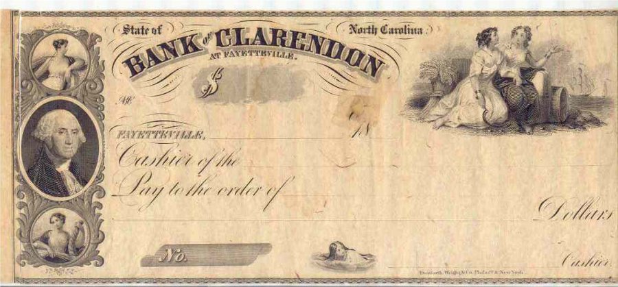 Bank of Clarendon Check - Unused
