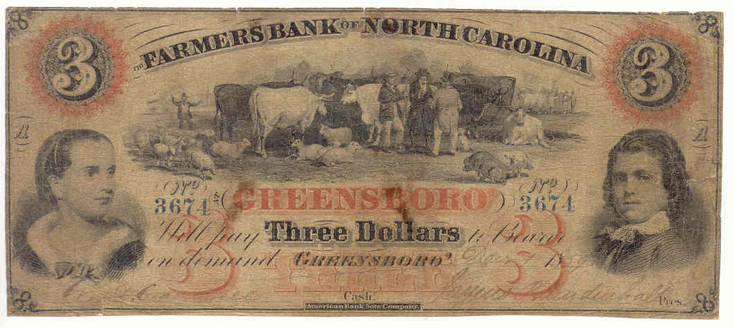 P730 Farmers Bank of North Carolina, Greensboro $3