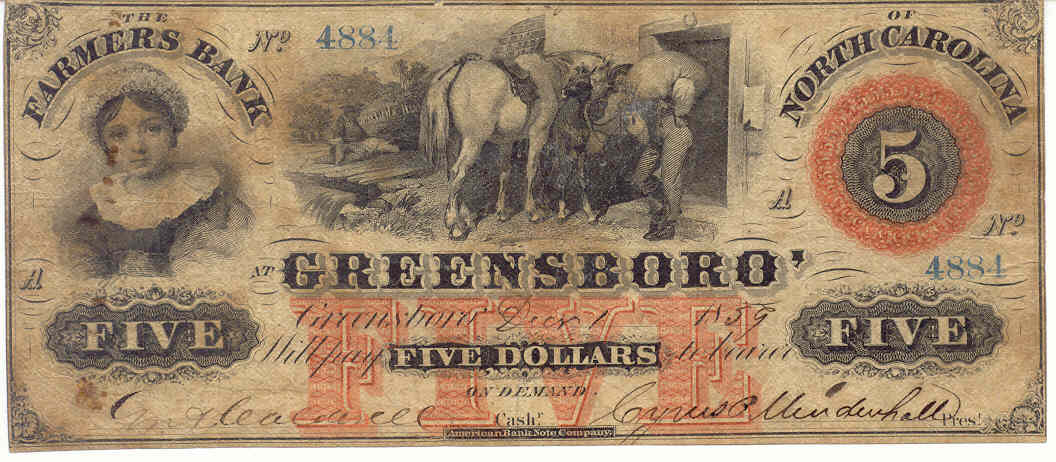 P750 Farmers Bank of North Carolina, Greensboro $5