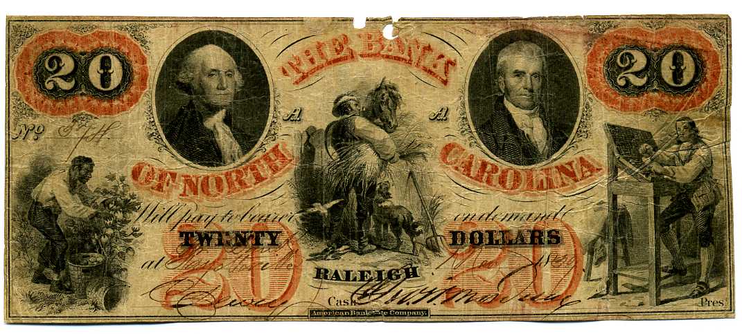 P1010 The Bank of North Carolina, Raleigh $20, Fayetteville Branch