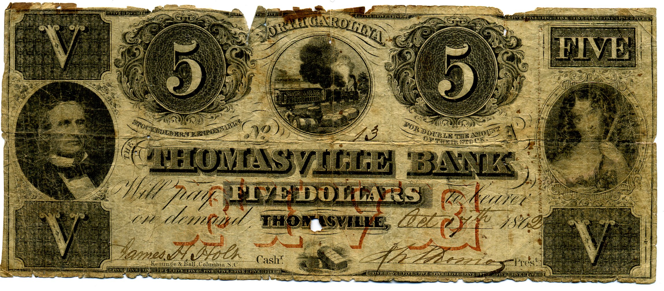 P1250 Thomasville Bank, Thomasville $5 Note