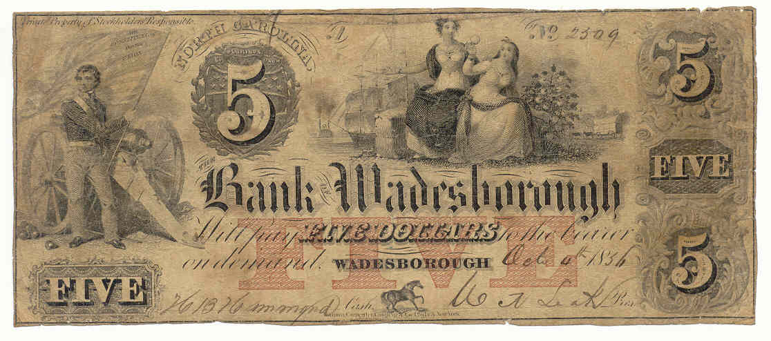 P1310A Bank of Wadesborough, Wadesborough $5