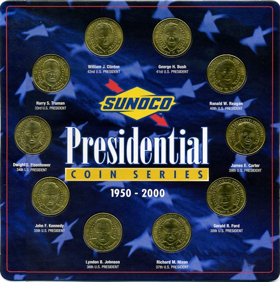 Front of Sunoco Presidential Coin Set Collector Card (Coin Side)